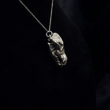 Load image into Gallery viewer, Gray Wolf Skull Pendant - White Bronze