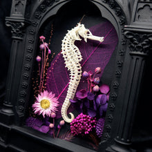 Load image into Gallery viewer, Sea Horse Skeleton On Cathedral Frame