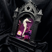 Load image into Gallery viewer, Sea Horse Skeleton On Cathedral Frame