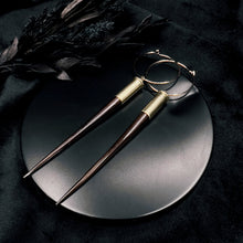 Load image into Gallery viewer, Porcupine Quill & Brass Bullet Casing Earrings - Dark