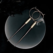 Load image into Gallery viewer, Porcupine Quill & Brass Bullet Casing Earrings - Dark