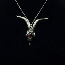 Load image into Gallery viewer, Goat Pendant with Garnet - White Bronze