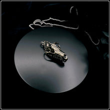 Load image into Gallery viewer, Gray Wolf Skull Pendant - White Bronze