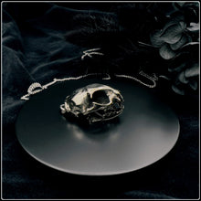 Load image into Gallery viewer, Domestic Cat Skull Pendant - White Bronze