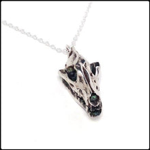 Load image into Gallery viewer, Gray Wolf Skull Pendant - White Bronze - #intotheblack#