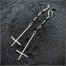 Load image into Gallery viewer, Inverted Cross Drop Earrings - #intotheblack#