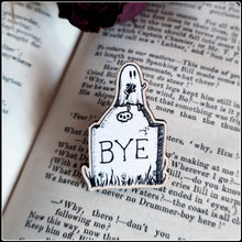 Load image into Gallery viewer, Gravestone Ghost Wooden Pin
