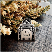 Load image into Gallery viewer, At Last Gold Enamel Tombstone Pin
