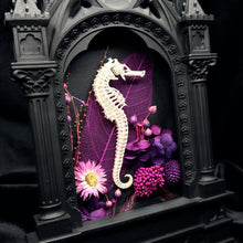 Load image into Gallery viewer, Sea Horse Skeleton On Cathedral Frame
