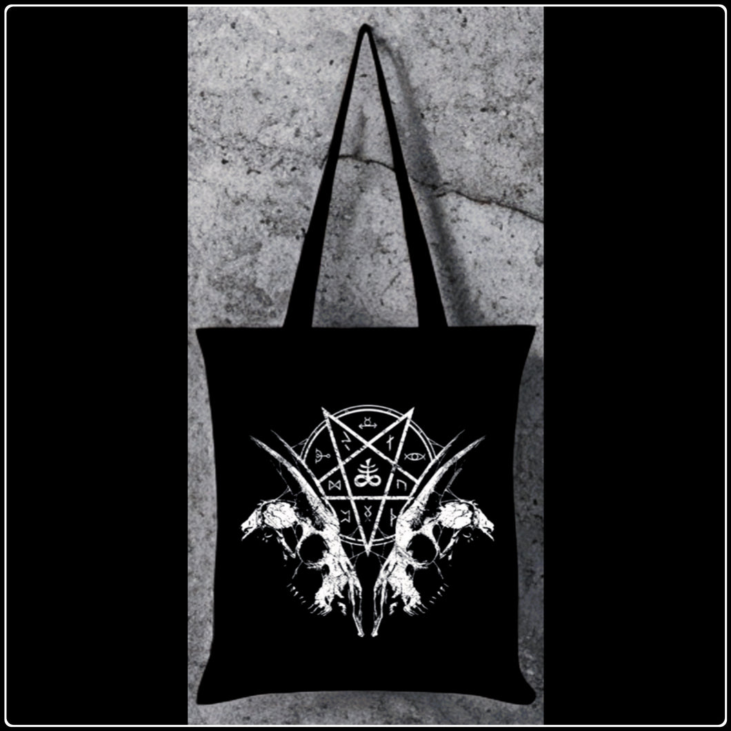 Goat Skull Pentagram Tote Bag