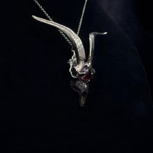 Load image into Gallery viewer, Goat Pendant with Garnet - White Bronze
