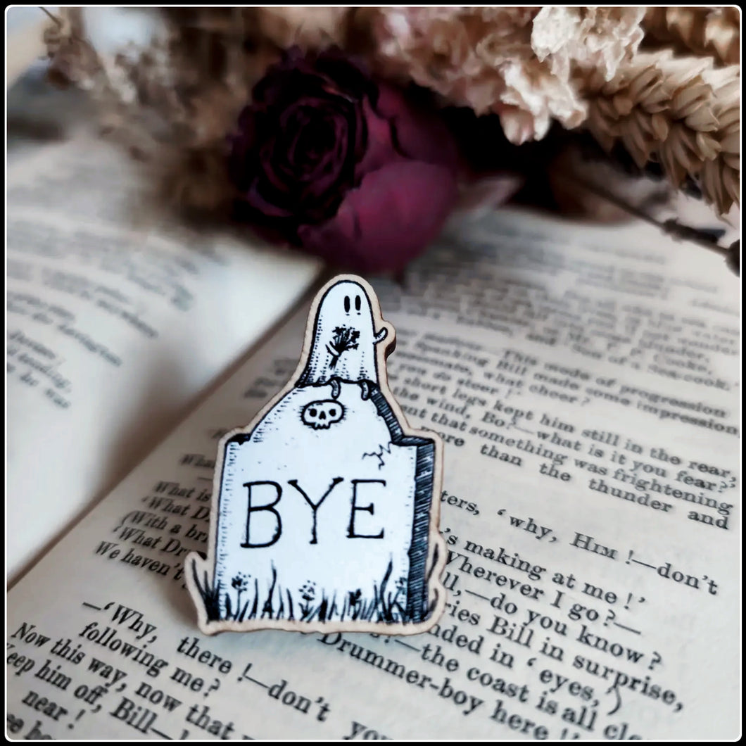 Gravestone Ghost Wooden Pin