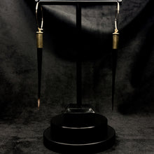 Load image into Gallery viewer, Porcupine Quill &amp; Brass Bullet Casing Earrings - Dark
