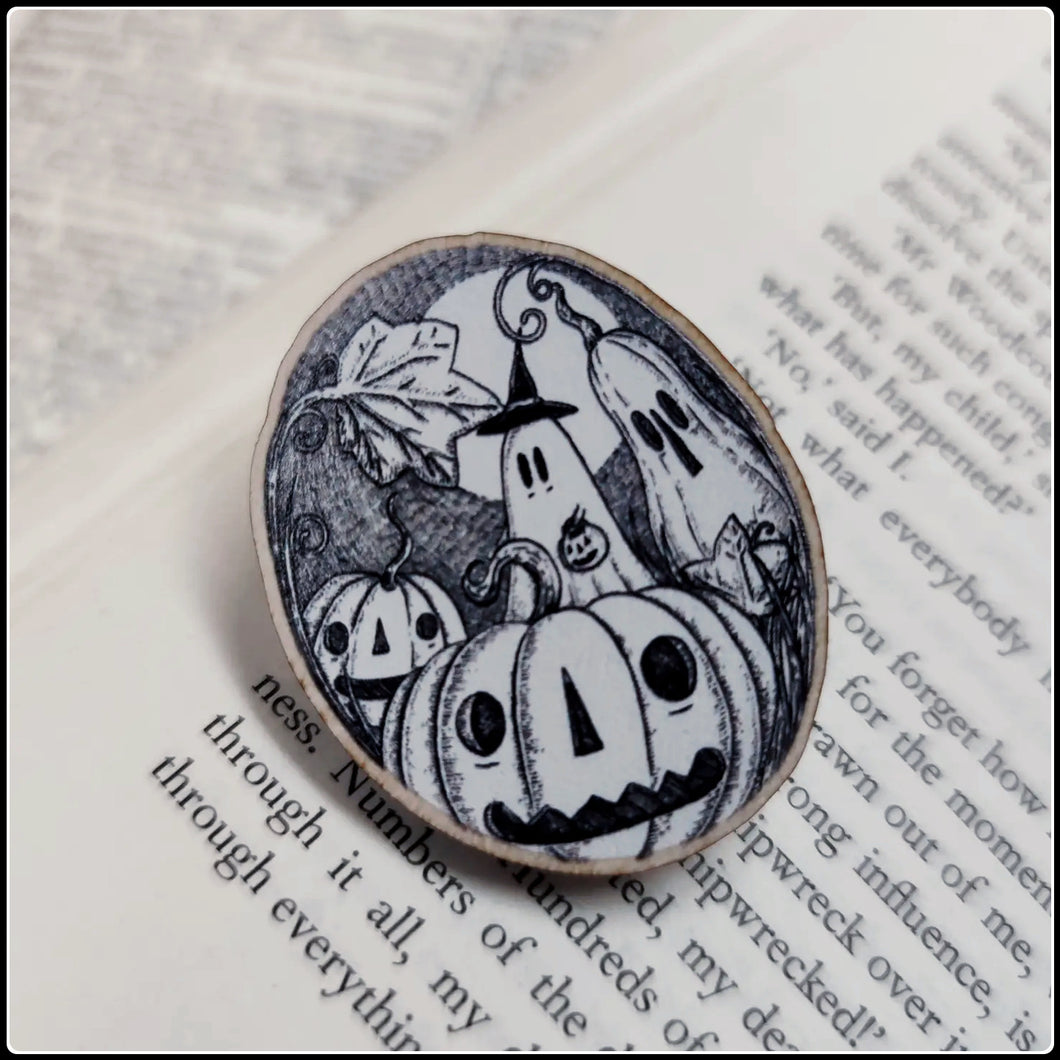 Pumpkin Patch Witch Wooden Pin