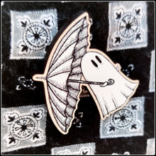 Load image into Gallery viewer, Rainy Day Ghost Wooden Pin
