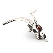 Load image into Gallery viewer, Goat Pendant with Garnet - White Bronze
