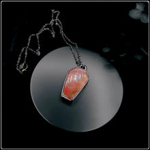 Load image into Gallery viewer, Red Plume Moss Agate Coffin Necklace
