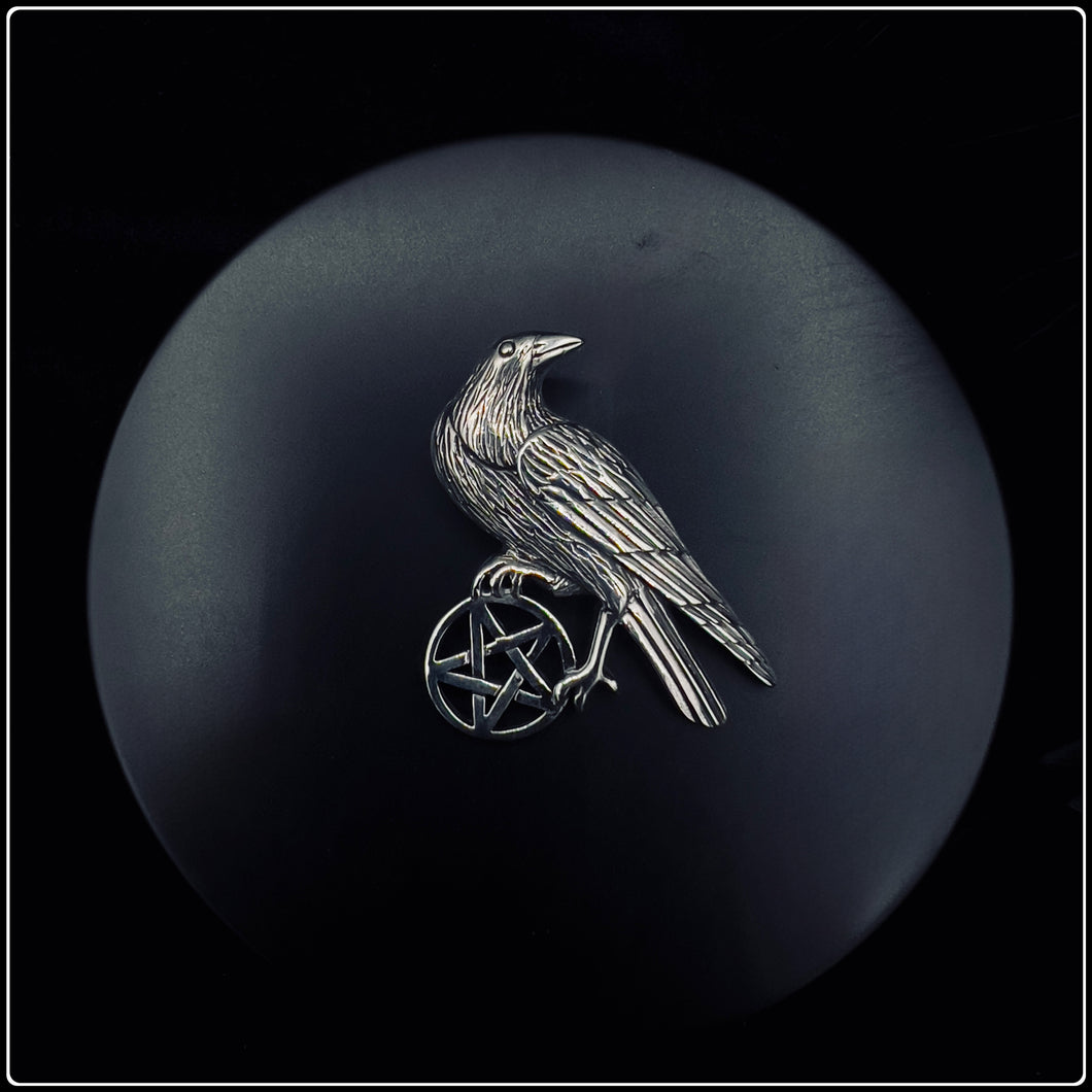 Raven on Pentagram Pendant