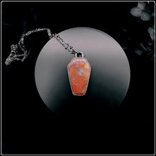Load image into Gallery viewer, Red Plume Moss Agate Coffin Necklace
