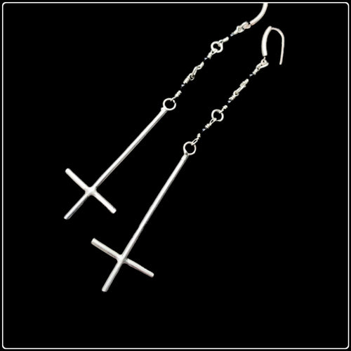 Inverted Cross Drop Earrings - #intotheblack#