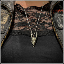 Load image into Gallery viewer, Muntjac (Vampire Deer) Skull Pendant - White Bronze - #intotheblack#
