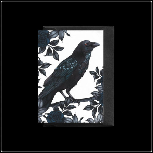 Ravens And Roses Greeting Card - #intotheblack#