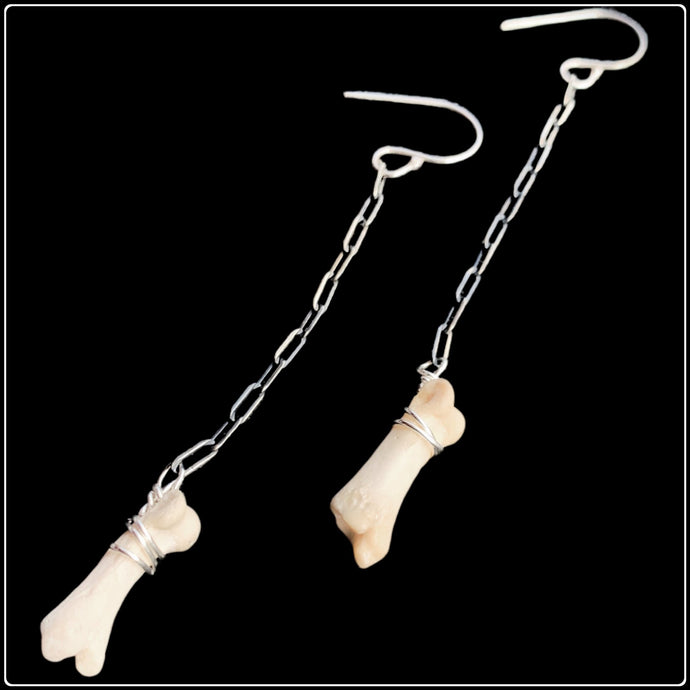 Single Bone Drop Earrings - #intotheblack#