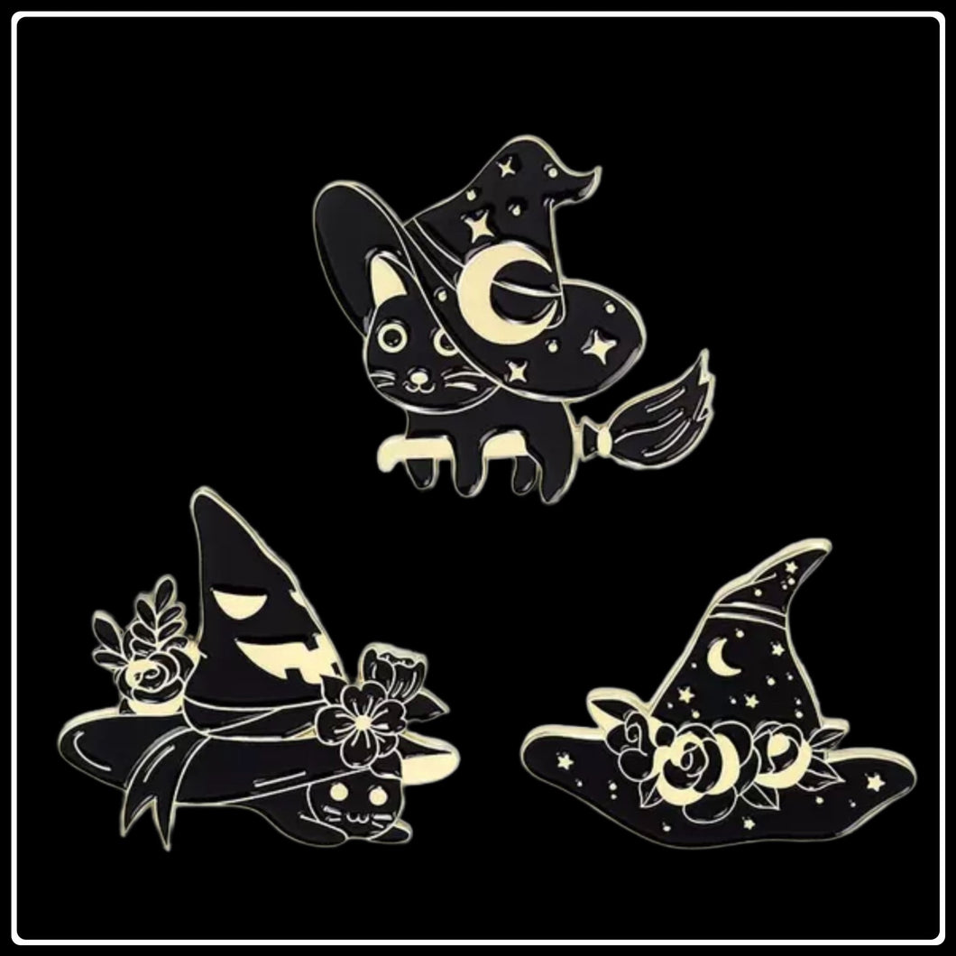 Witches Hats & Black Cats 3 Pin Set - #intotheblack#